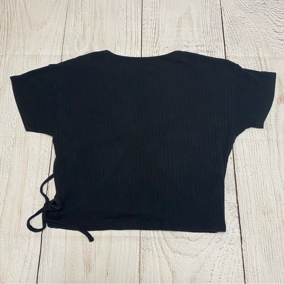 Madewell Black Ribbed Wrap Blouse Shirt Large - Picture 6 of 10